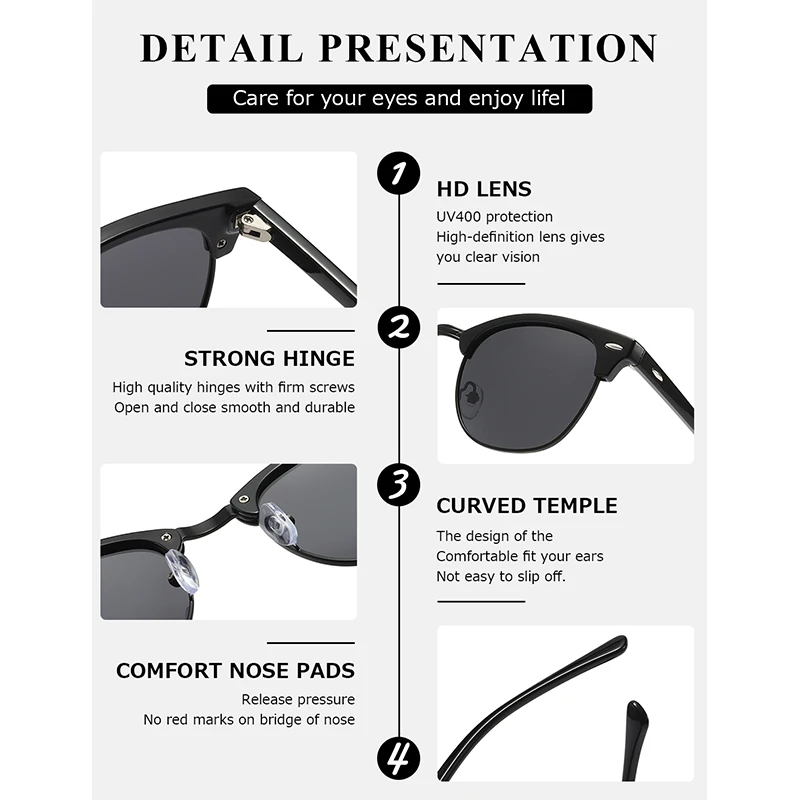AEVOGUE Square Sunglasses for Men and Women