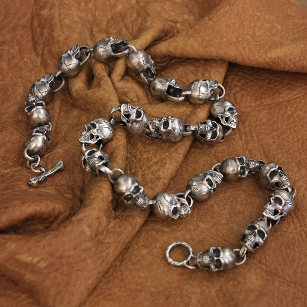 925 Sterling Silver Extra Big Skulls Necklace