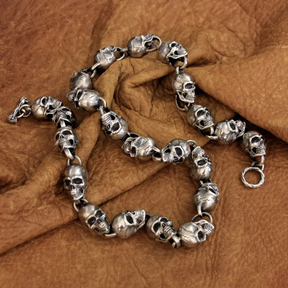 925 Sterling Silver Extra Big Skulls Necklace