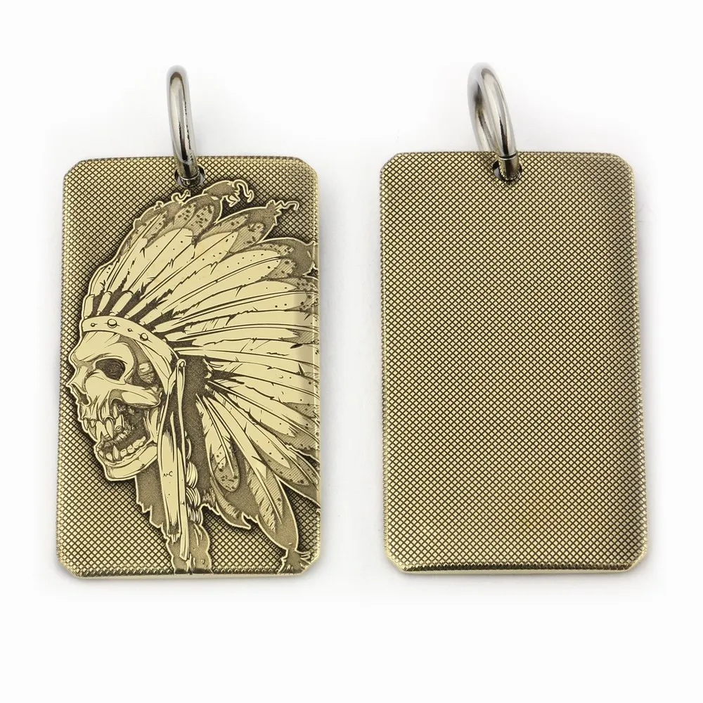 Brass Indian Chief Skull Biker Punk Pendant