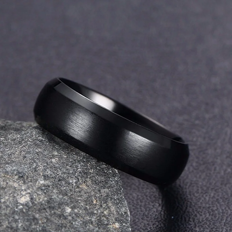 Personalized Stainless Steel Beveled Edge Ring