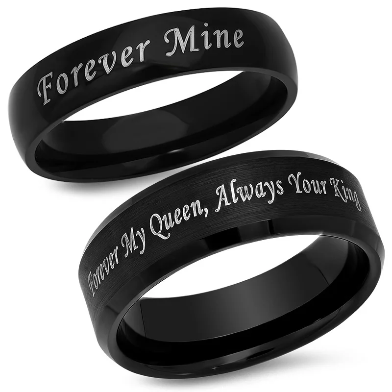 Personalized Stainless Steel Beveled Edge Ring