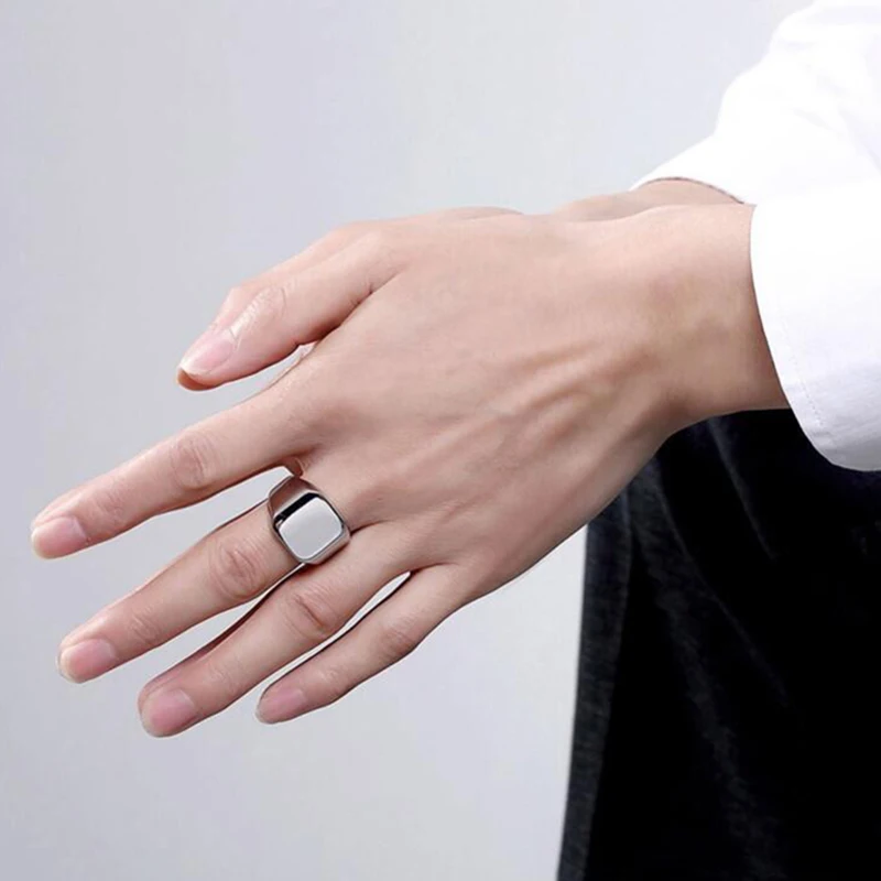 Custom Photo Ring Stainless Steel Mens Signet Rings