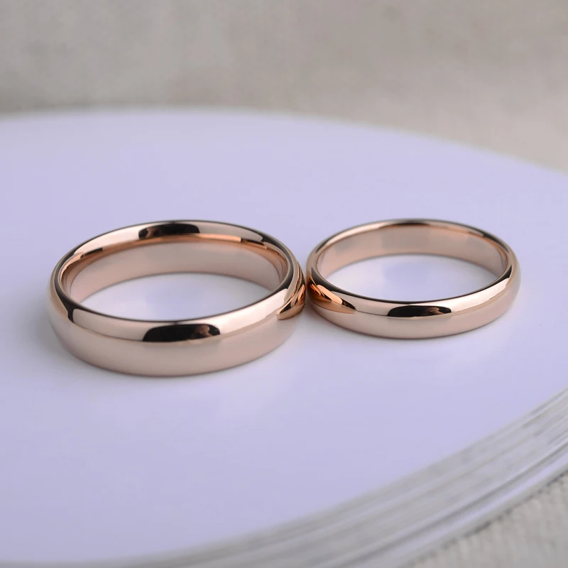 Rose Gold Plating Couple Tungsten Wedding Rings