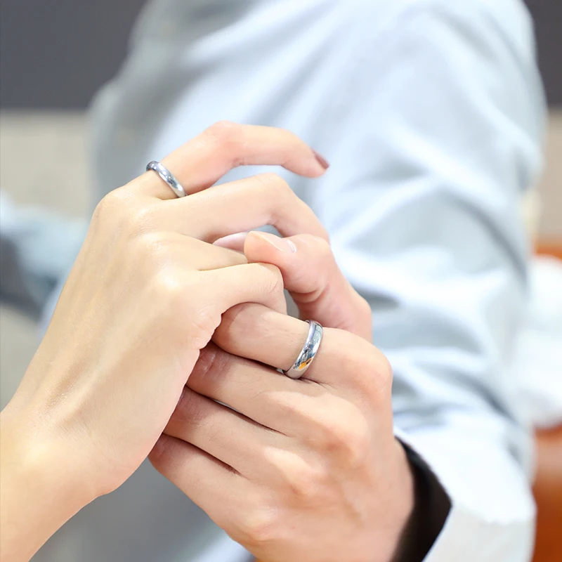 Silver Dome Band Tungsten Rings for Couples