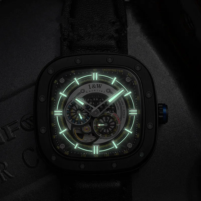 CARNIVAL Brand Fashion Mechanical Sports Square Watch