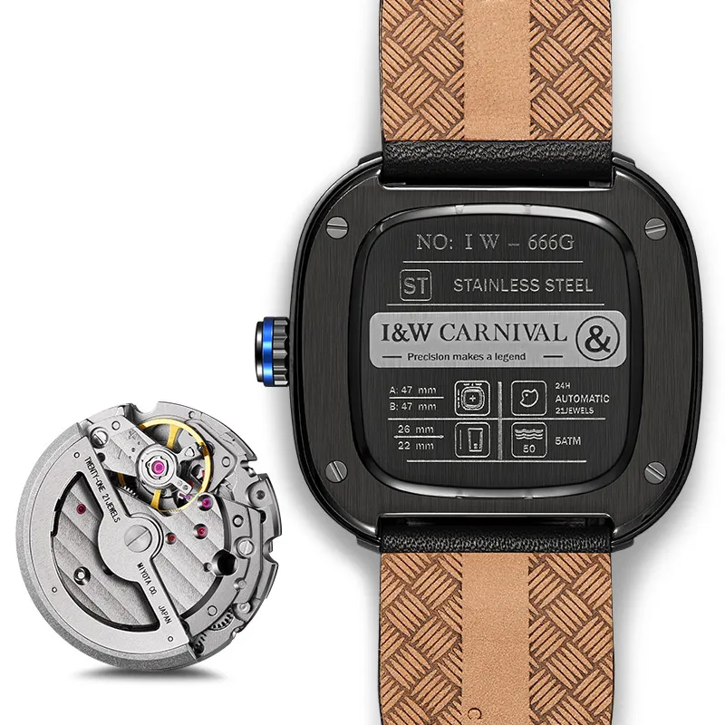 CARNIVAL Brand Fashion Mechanical Sports Square Watch