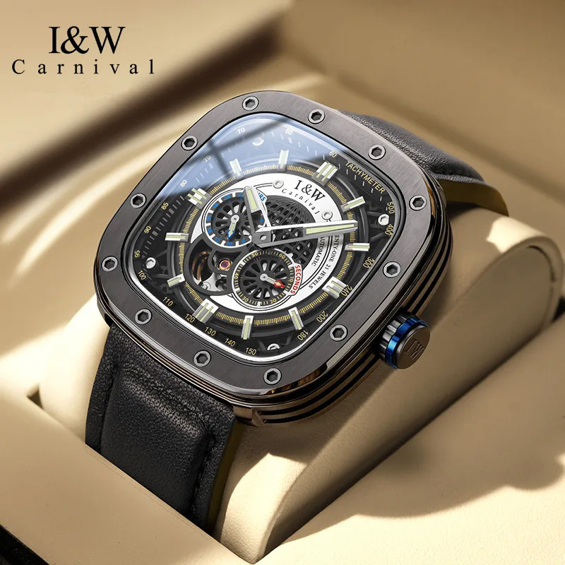 CARNIVAL Brand Fashion Mechanical Sports Square Watch