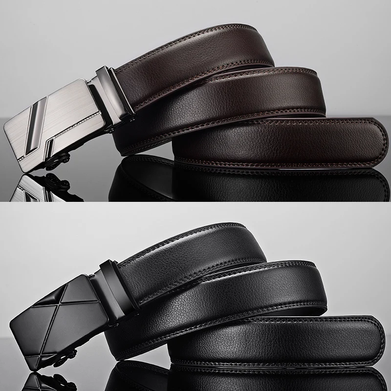 Men's Leather Belt with Automatic Buckle