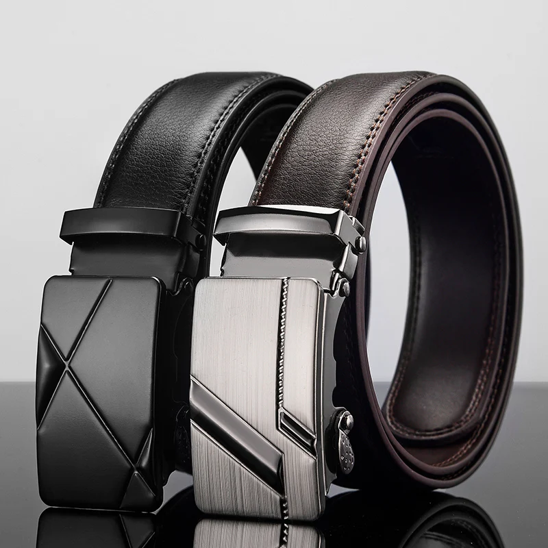 Men's Leather Belt with Automatic Buckle