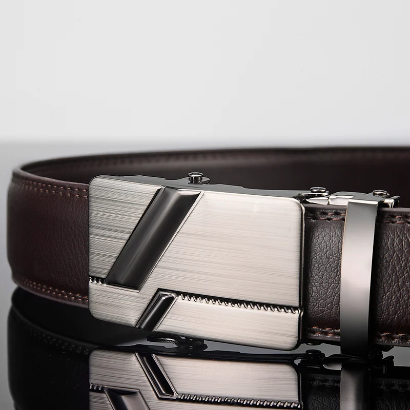 Men's Leather Belt with Automatic Buckle