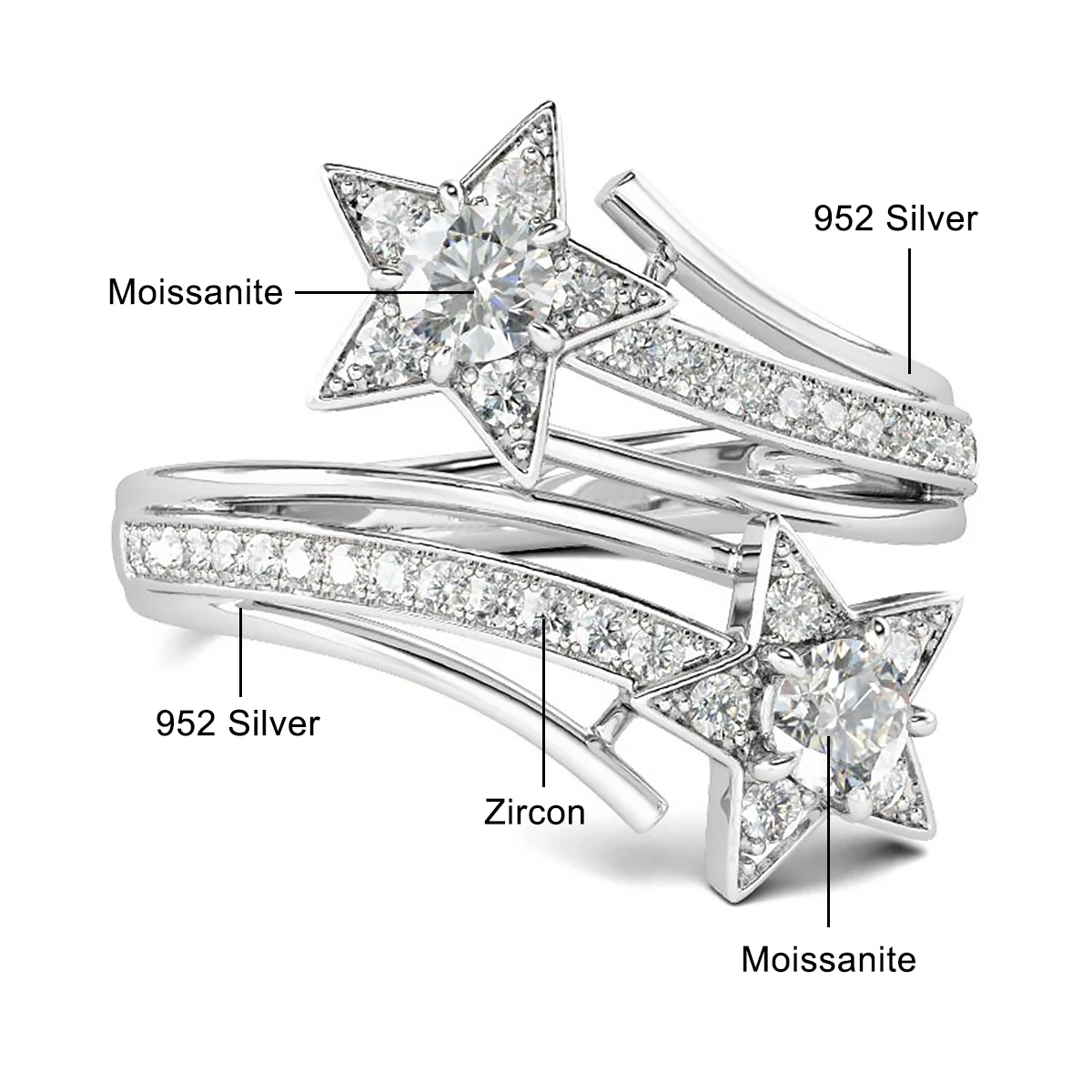 Meteor 0.3ct Moissanite Ring for Women