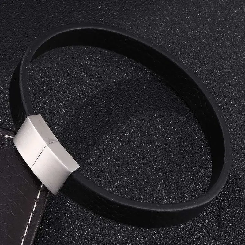 Modern Magnetic Clasp Leather Bracelet for Men