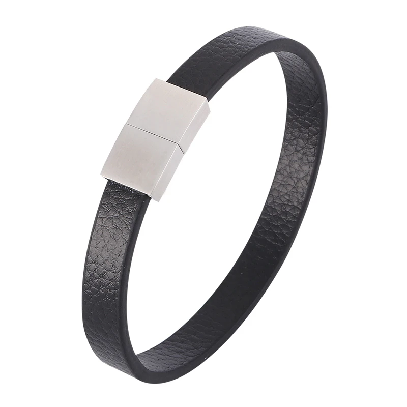 Modern Magnetic Clasp Leather Bracelet for Men