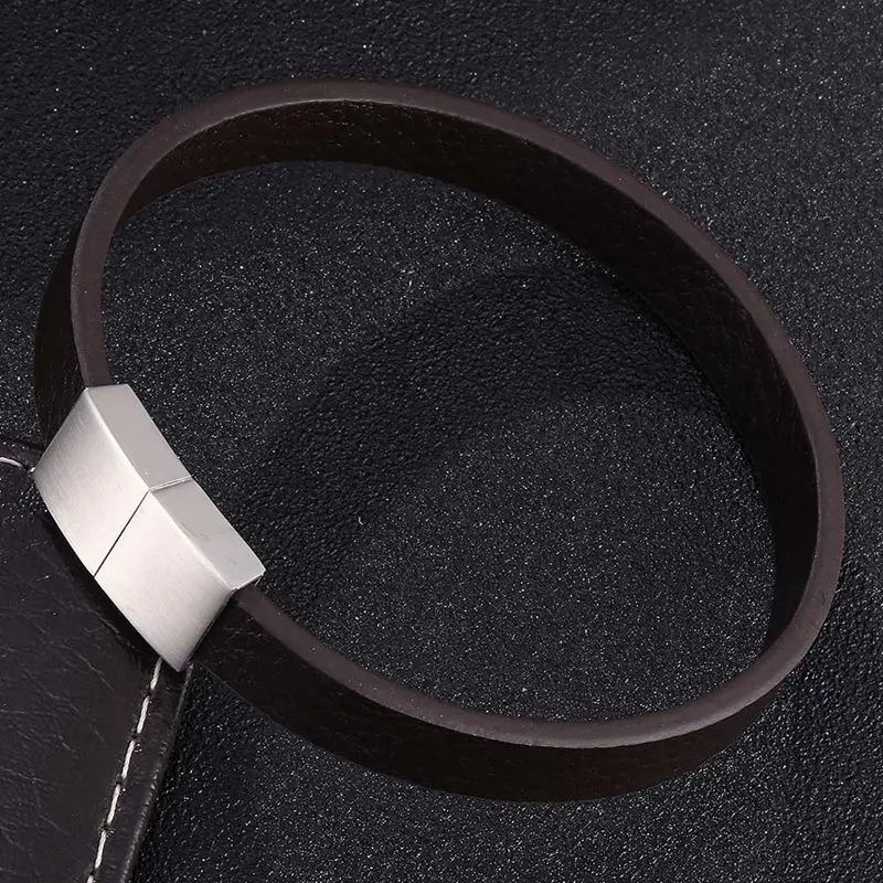 Modern Magnetic Clasp Leather Bracelet for Men