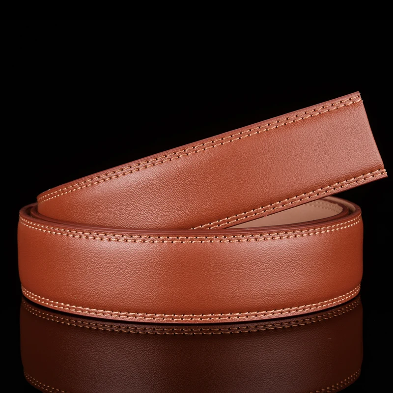 Brown Men's Leather Belt with Automatic Buckle