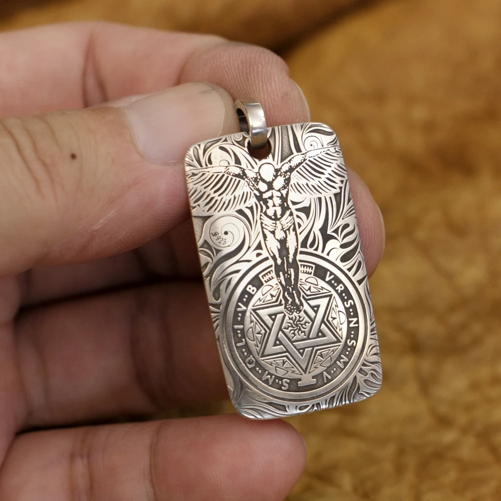 Men Guardian Angel Pendant Silver with Chain
