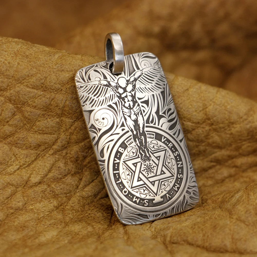 Men Guardian Angel Pendant Silver with Chain