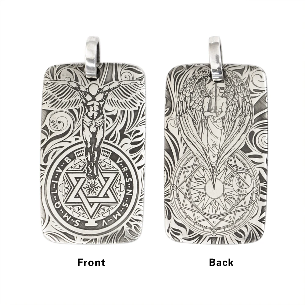 Men Guardian Angel Pendant Silver with Chain