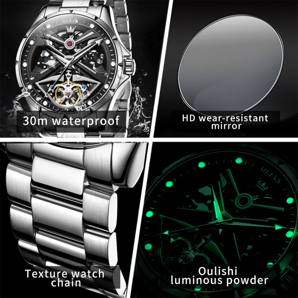 OLEVS Luxury Men's Skeleton Automatic Watch