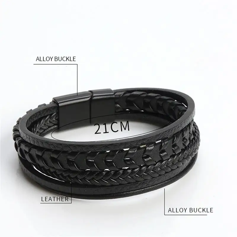 Braided Leather Bracelet with Magnetic Clasp