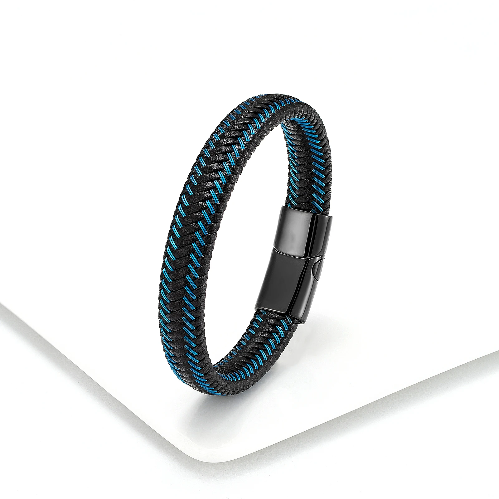 Leather Braided Bracelets for Men In Black and Red