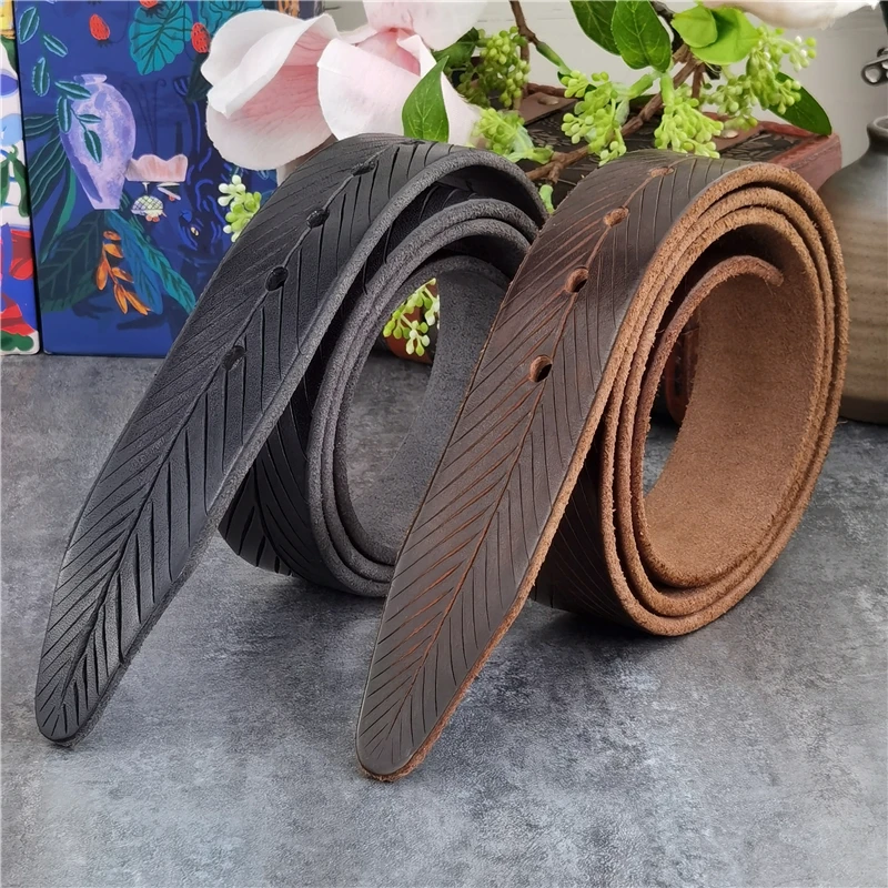 Western Engraved Tooled Leather Belt Strap