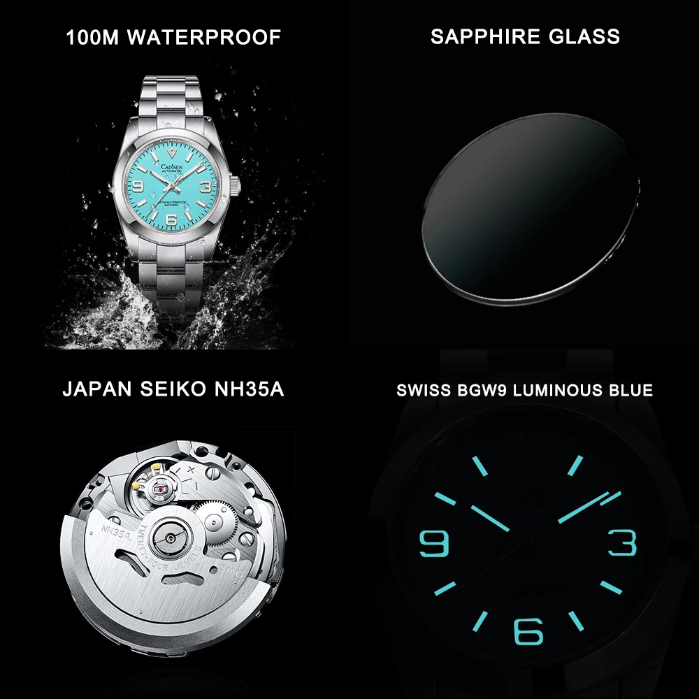 CADISEN 36MM NH35 Men's Mechanical Watch