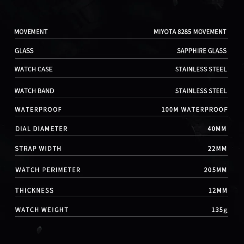 Meteorite Dial and MIYOTA 8285 CADISEN Watches