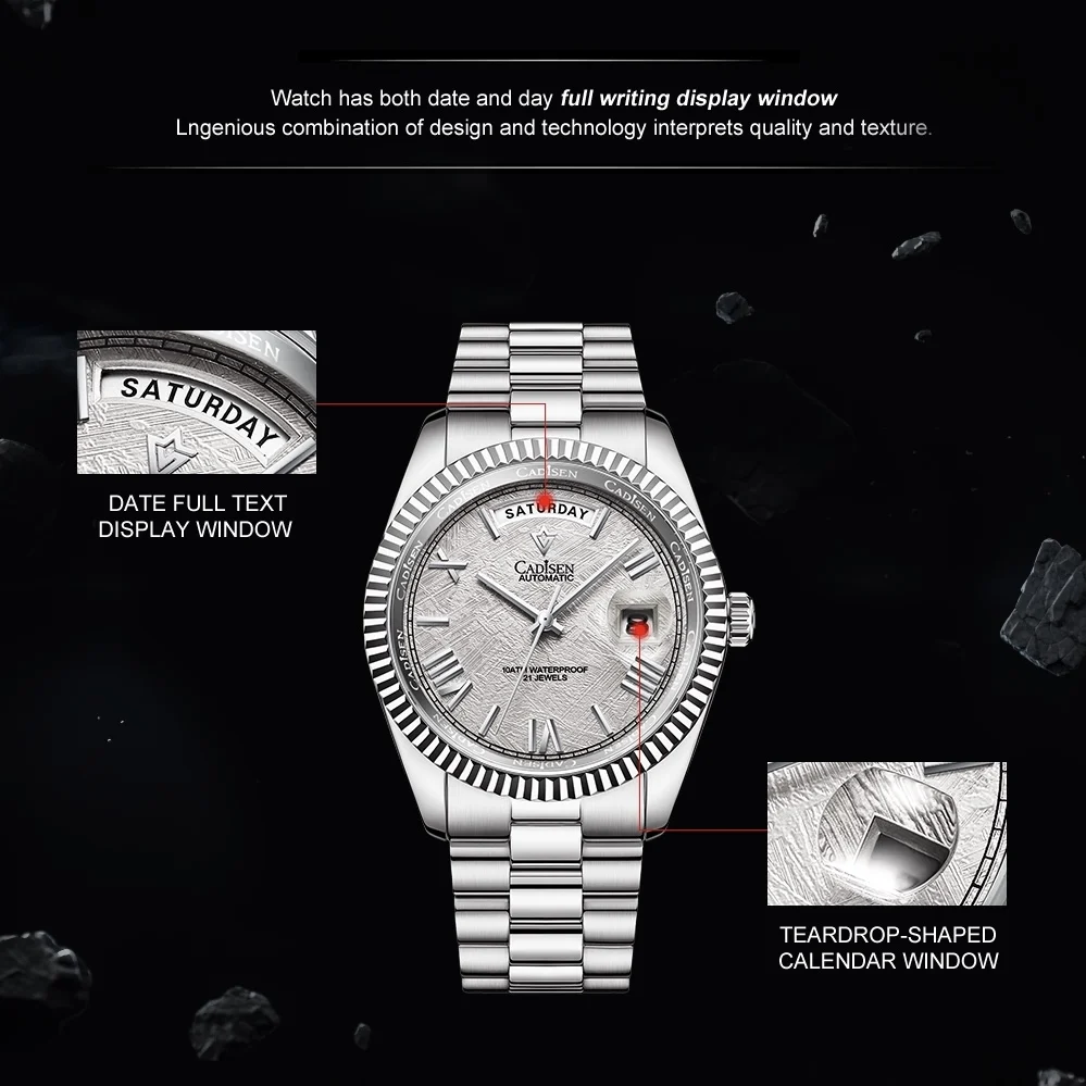 Meteorite Dial and MIYOTA 8285 CADISEN Watches
