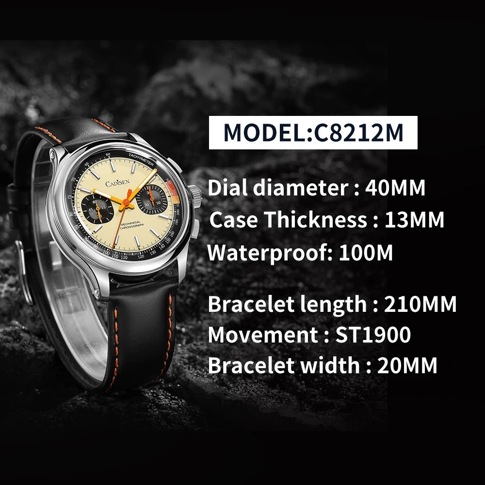 CADISEN Chronograph Watch with Seagull Movement