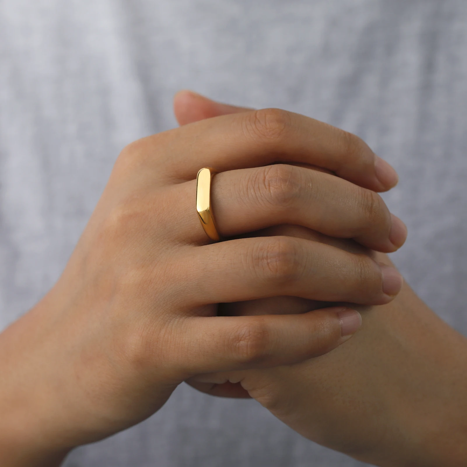 Minimalist Stainless Steel Signet Rings for Couples