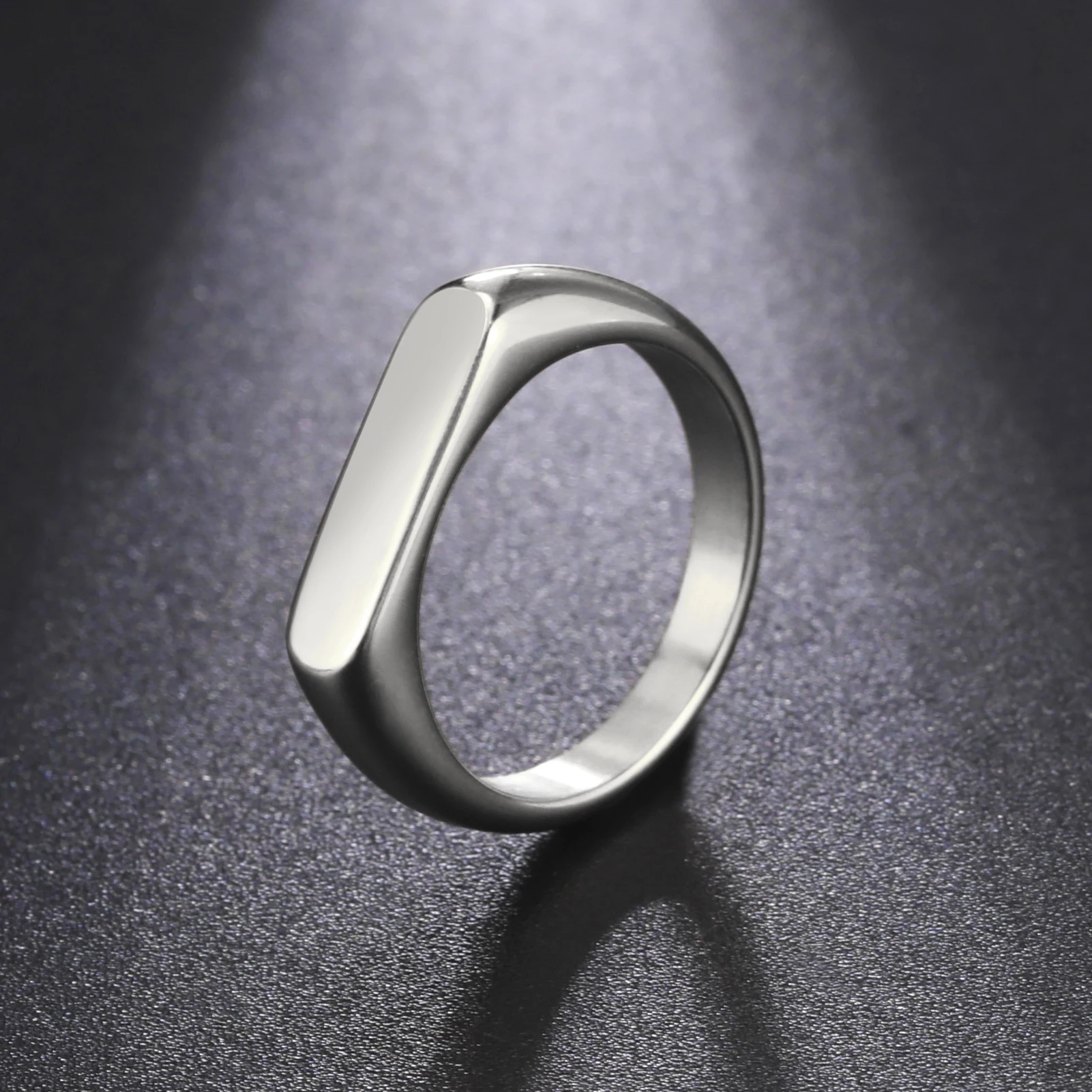 Minimalist Stainless Steel Signet Rings for Couples