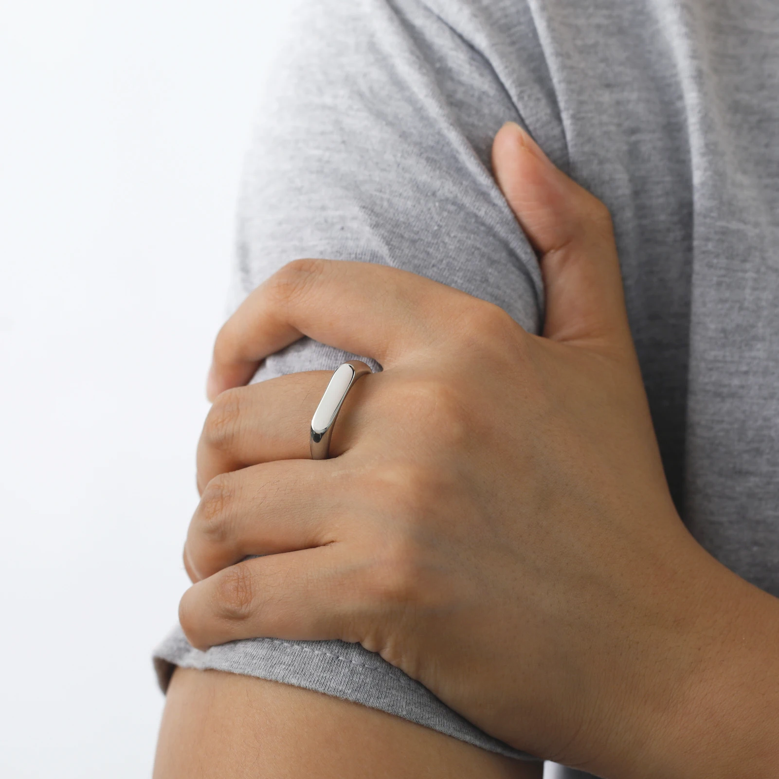 Minimalist Stainless Steel Signet Rings for Couples