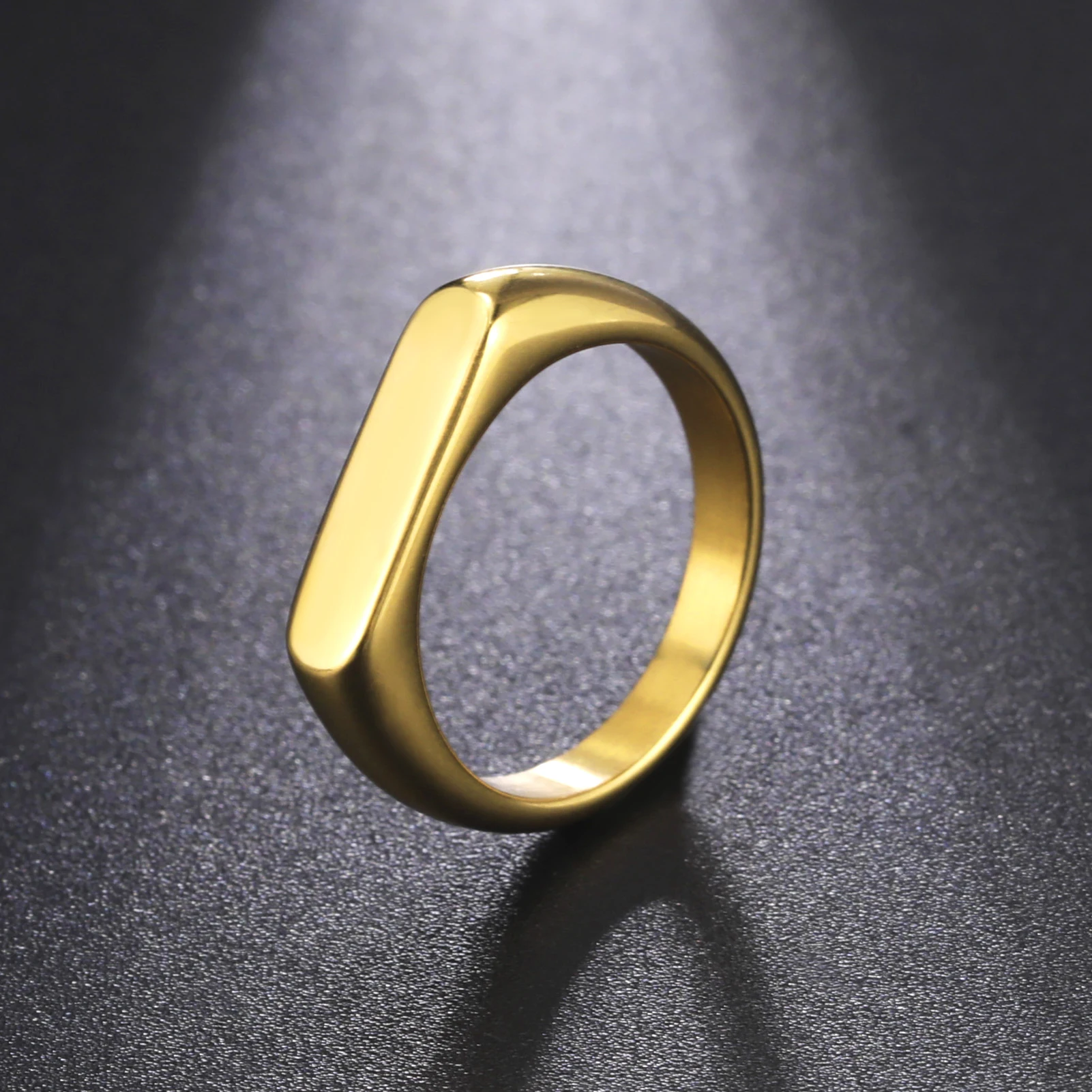 Minimalist Stainless Steel Signet Rings for Couples