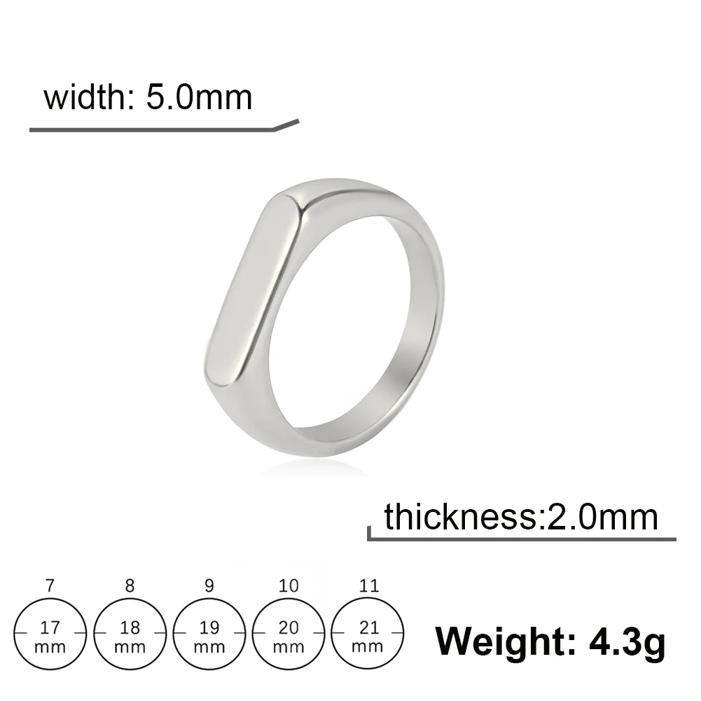 Minimalist Stainless Steel Signet Rings for Couples