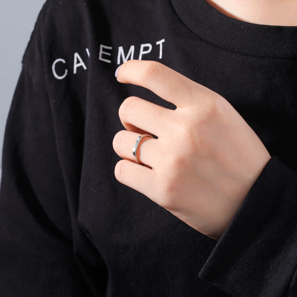 Name Engraved Signet Couple Rings