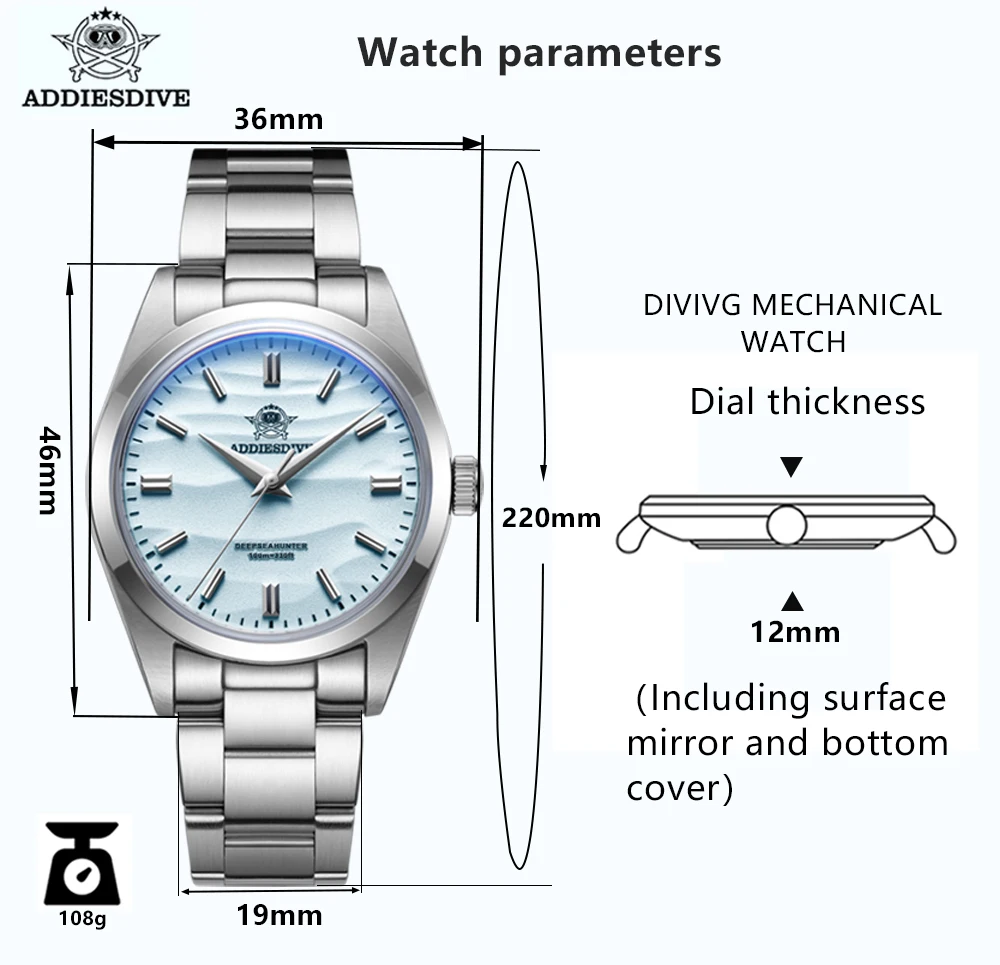 ADDIESDIVE Sand Dial 36mm Business Watch