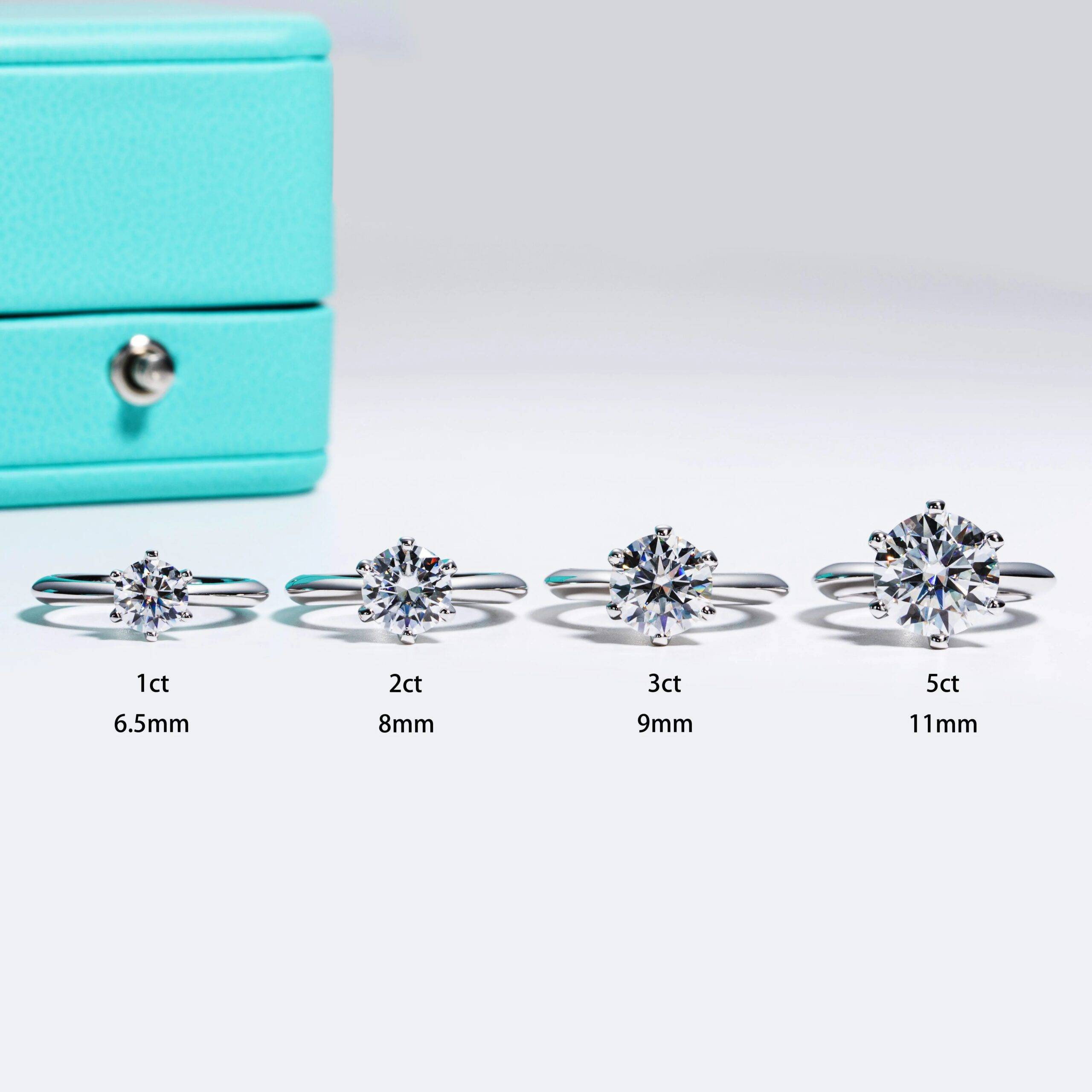 1/2/3/5ct Moissanite Sterling Silver Solitaire Ring