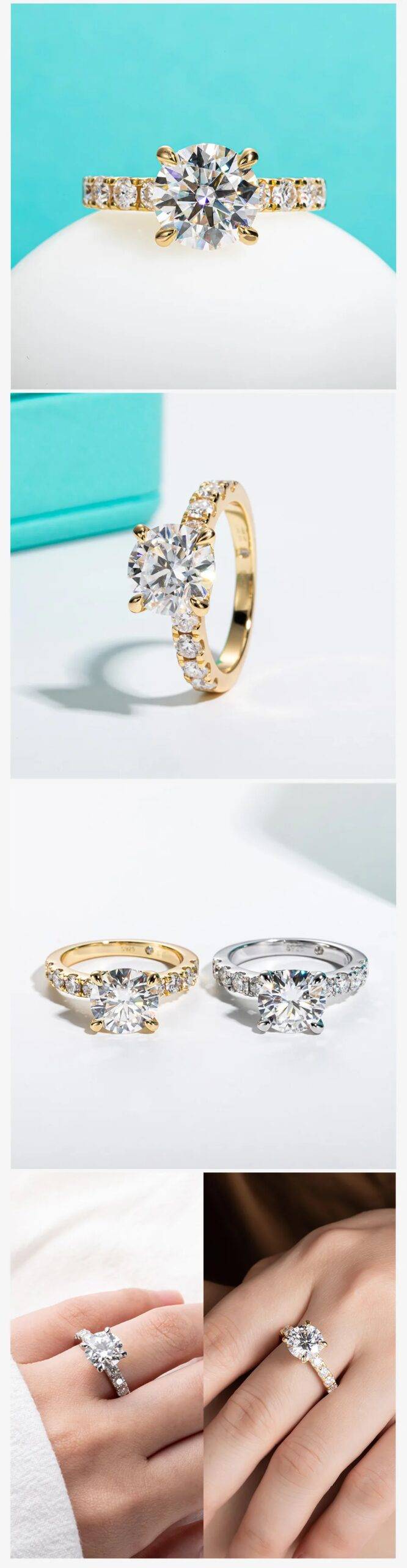 4.3cttw Moissanite Diamond Engagement Rings