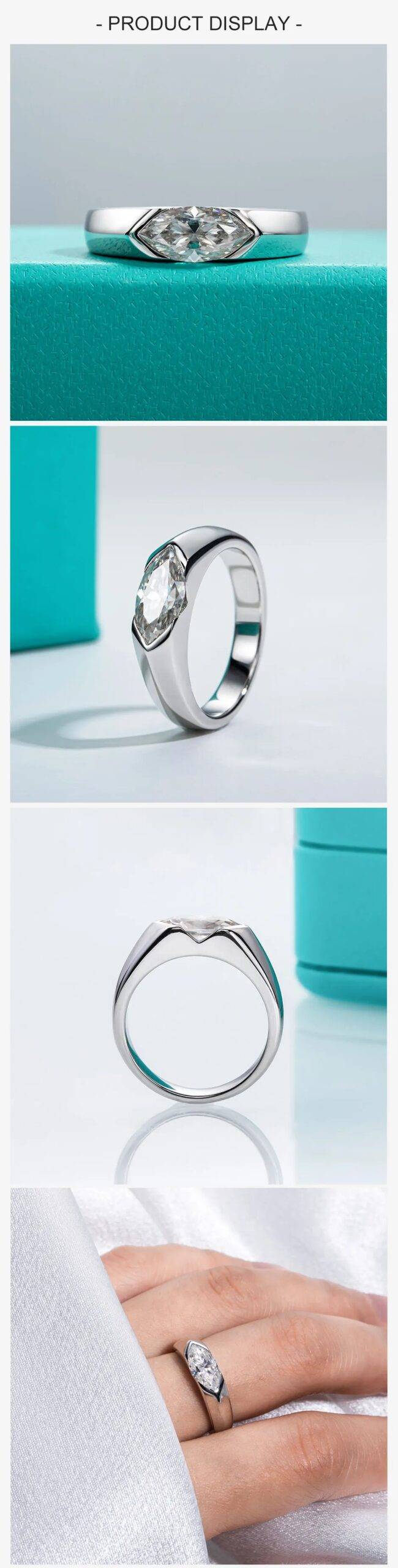 1ct Marquise Cut D Color Moissanite Diamond Rings