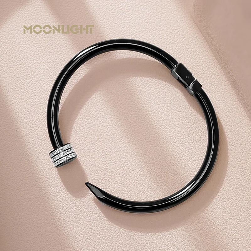 Classic Nail Design Open Bangles for Women