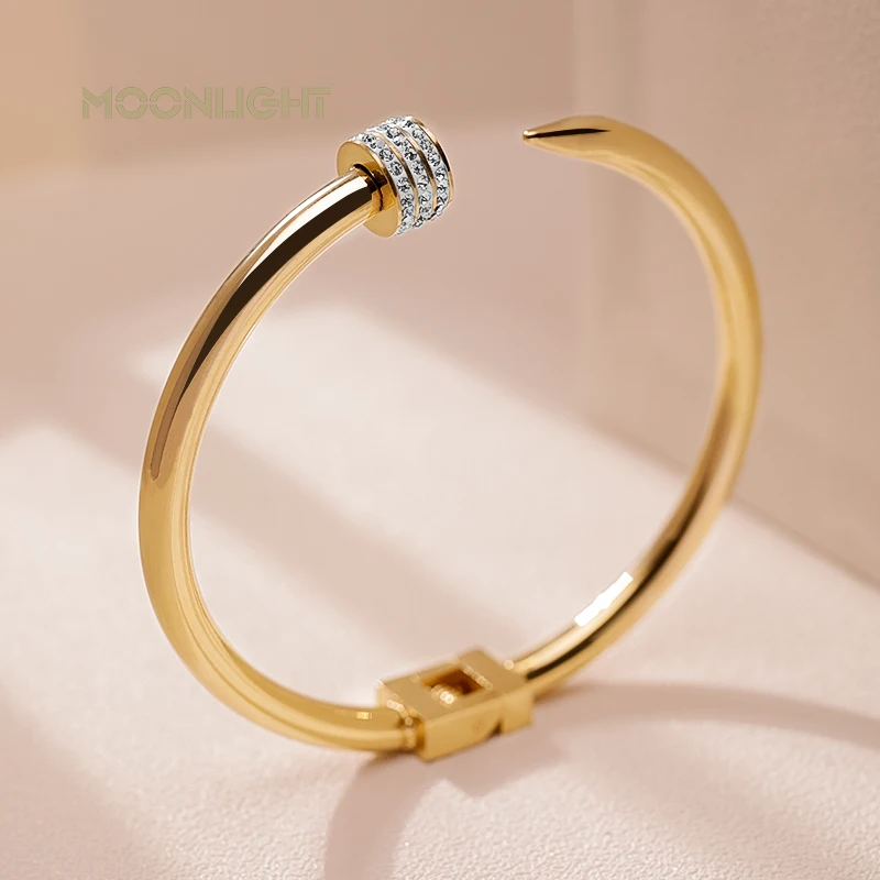 Classic Nail Design Open Bangles for Women