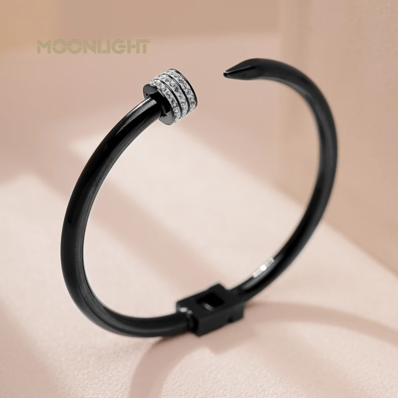 Classic Nail Design Open Bangles for Women