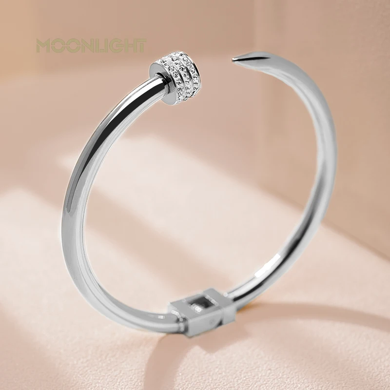 Classic Nail Design Open Bangles for Women