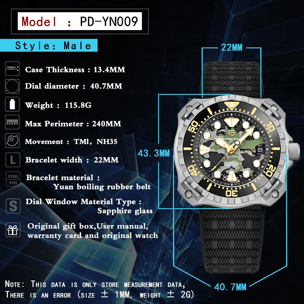 PAGANI DESIGN Military Men's Mechanical Watch