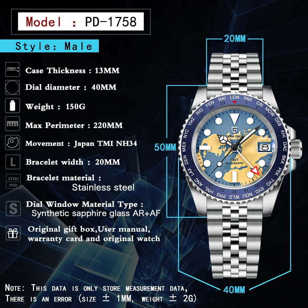 PAGANI DESIGN World Traveler GMT Watch
