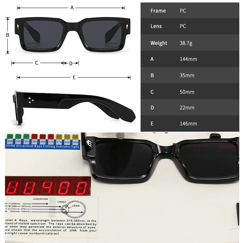 Popular Fashion Square Rivets Mens Sunglasses