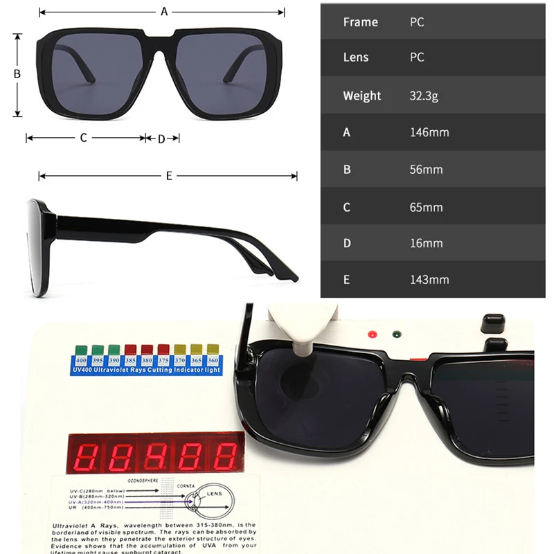Men's Retro Square One Piece Sunglasses
