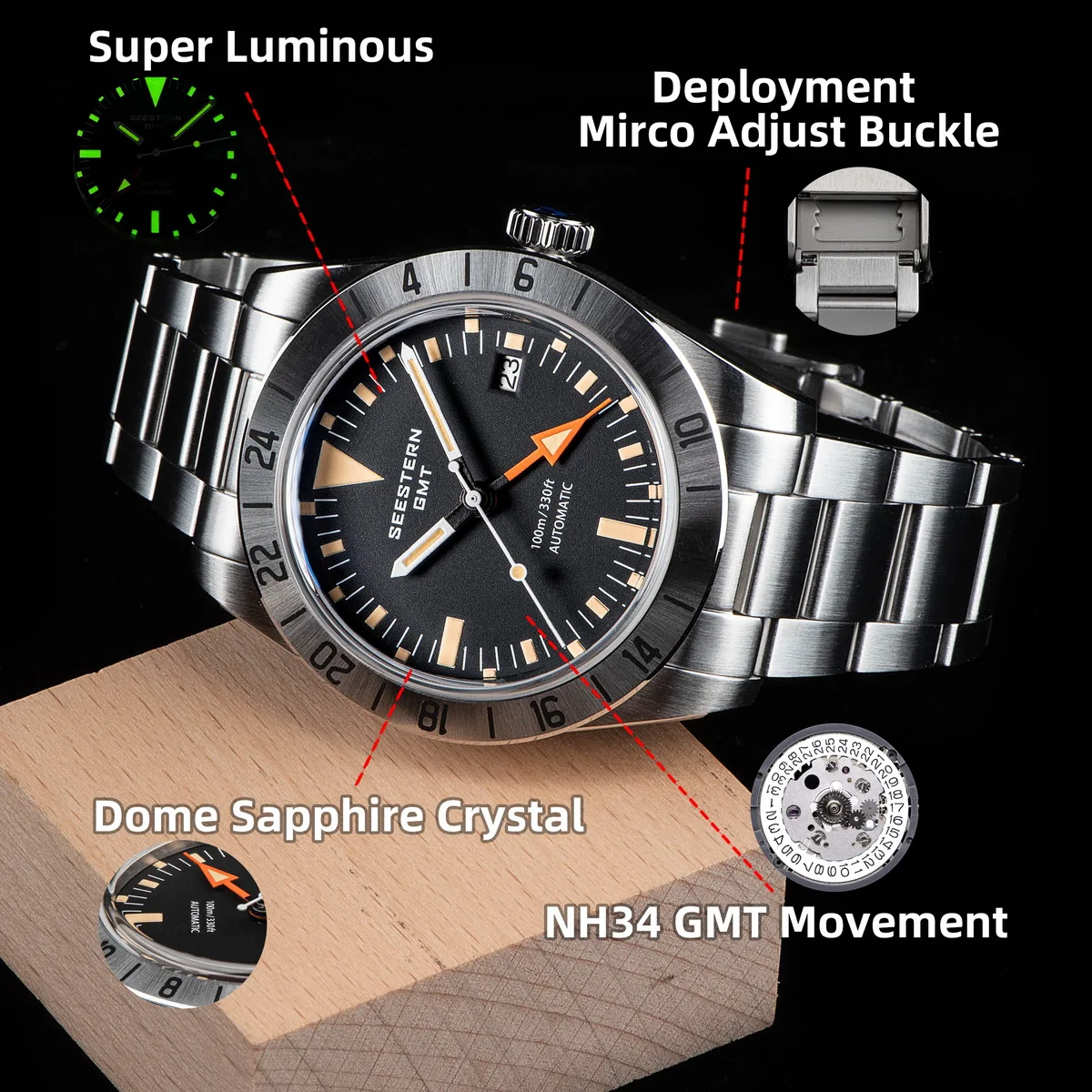 Seestern Vintage GMT Explorer Homage Watch